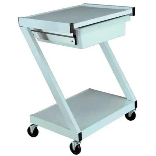 Ideal Steel Cart, 2 shelf with drawer, 16" x 22" x 30", White