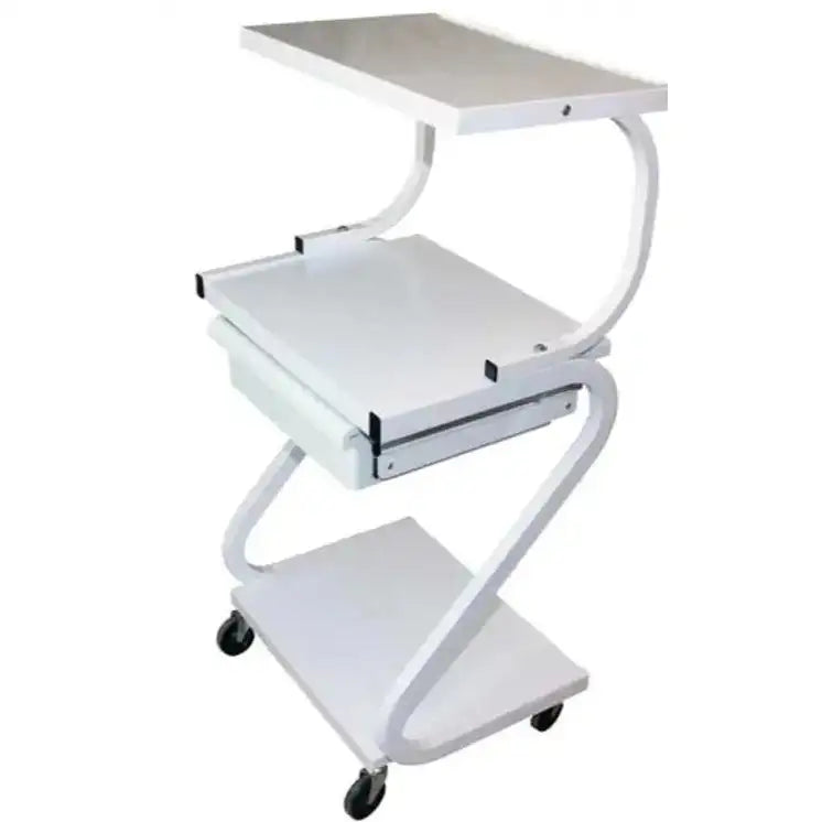 Ideal Steel Cart, 3 shelf with drawer, 16" x 22" x 47", White