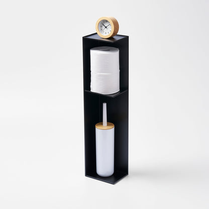Yamazaki Home Bathroom Organizer with props, set against a white background.